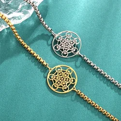 Metatron Cube Bracelet Women's Stainless Steel Archangel Day Bracelet Men's Fashion Sacred Geometry Amulet Jewelry Gift