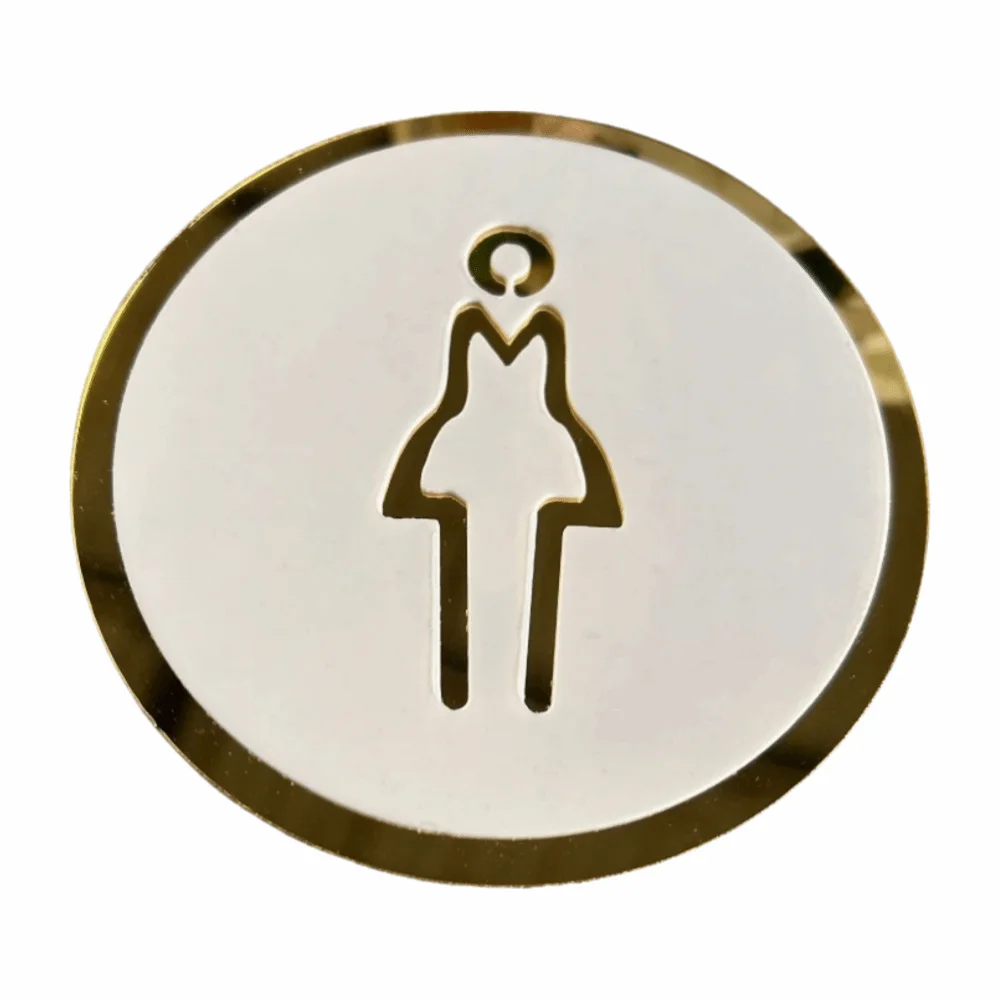 Simple Gold&white WC Signboard Acrylic Double-layers WC Instruction Sign Men and Women Prompt Sign Toilet Guide Sign Public Use