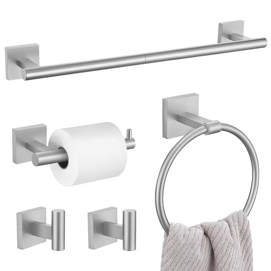 

Pieces Bathroom Hardware Set, Brushed Nickel Towel Bar Set Includes 23.6 Towel Bar, Towel Ring Holder, Toilet Paper Holder and T