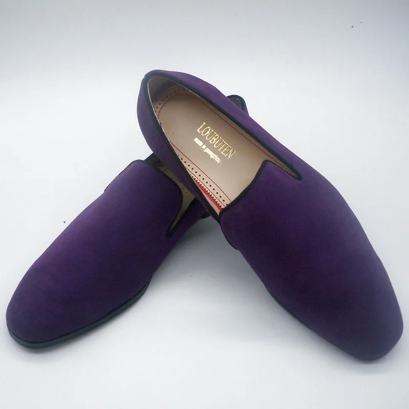 

Dark Purple Suede Man Loafers Slip-on Casual Leather Shoes High Quality Handmade Dress Shoes For Men Formal Party Office Shoes