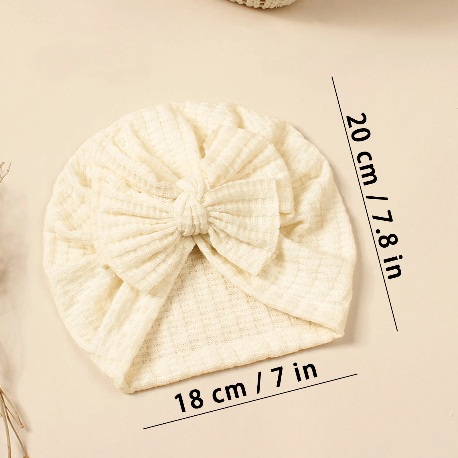 15 Pcs/Lot, Baby Waffle Knot Bow Beanie Hat Newborn Turban Headwrap Infant Hair Accessories