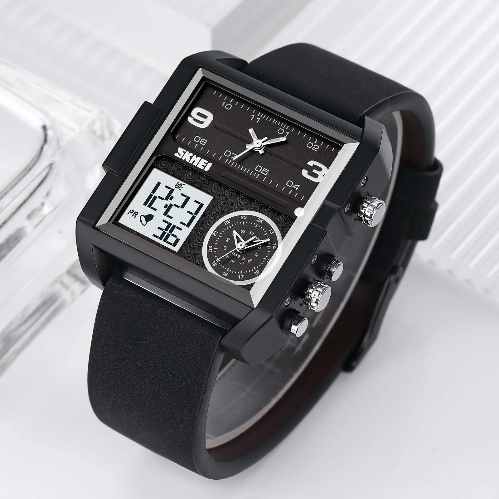 SKMEI 2021 Mens Fashion Back Light Digital Wristwatch 3Bar Waterproof Alarm Clock reloj hombre Casual 3Time Stopwatch