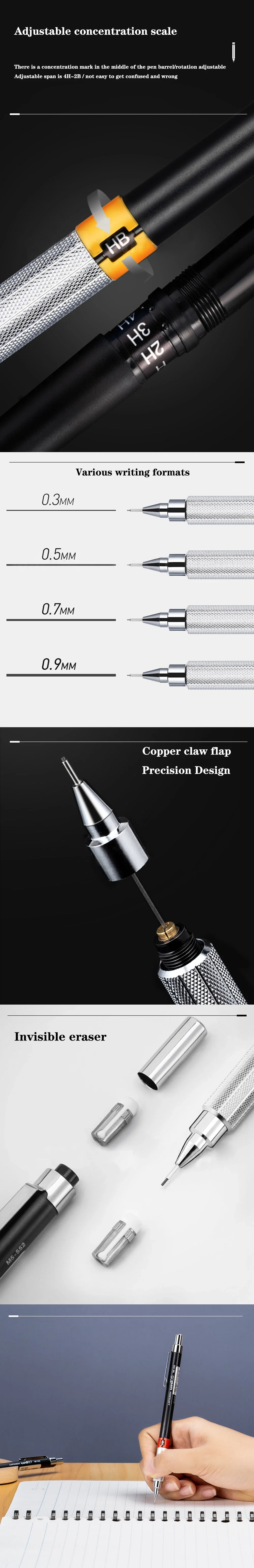 Japan UNI Mitsubishi Druckbleistift M5-552 Automatischer Stift mit niedrigem Schwerpunkt für feine Malerei 0,5/0,3/0,7 mm Briefpapier – Detail 2