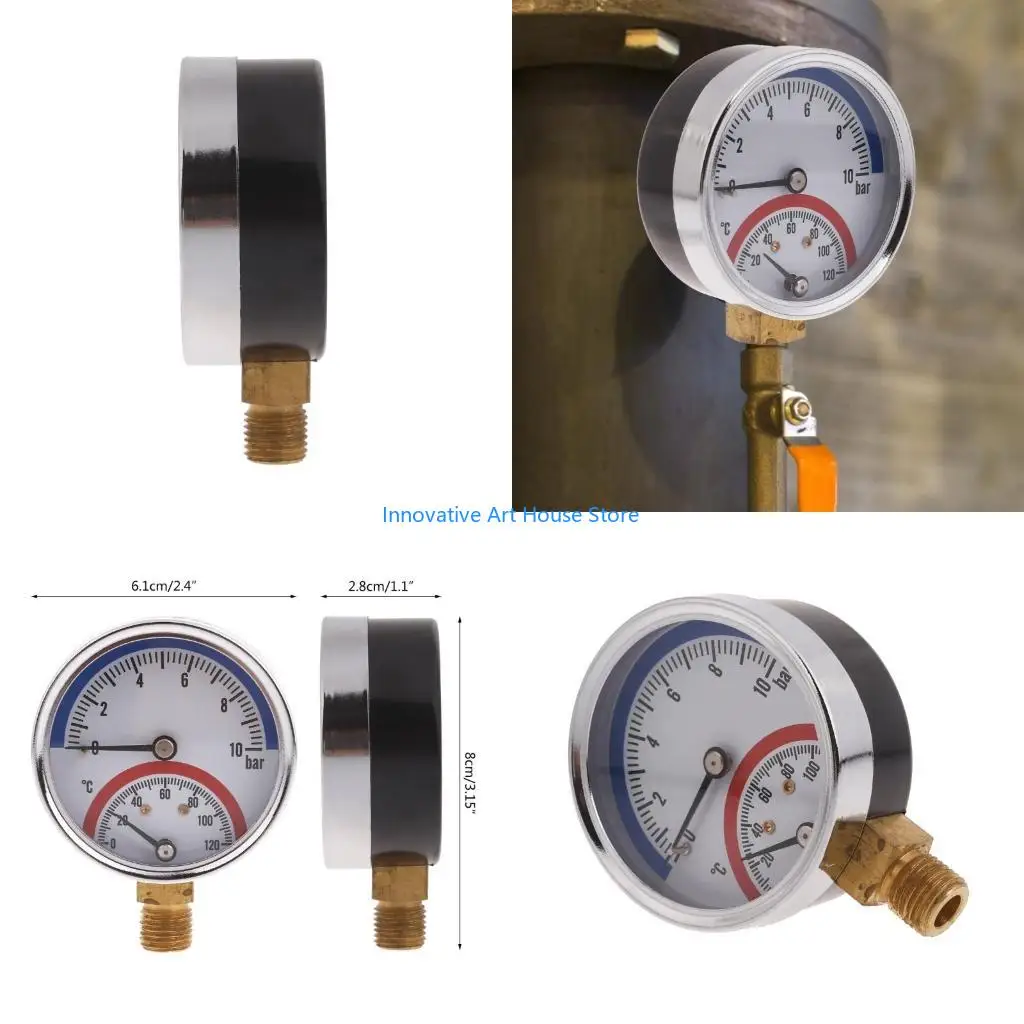 E1PC Precisions 1/4in NPT Liquid Filled Pressure Gauge Metal Thermo-manometer