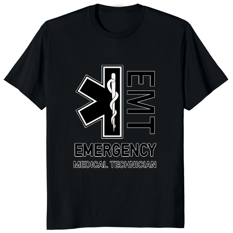 Emt Emergency Medical Technician Printed T Shirt Service Ems Paramedic Cpr First Rescue Graphic T-Shirt Streetwear Casual Tees