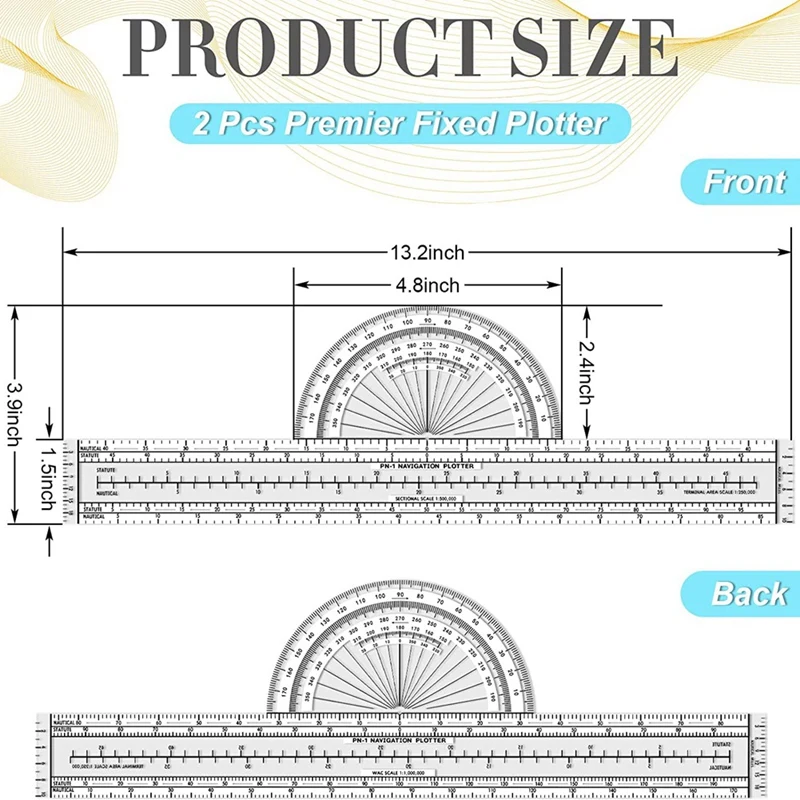 2 Pack Plotter Plotting Tool Aviation Plotter WAC Charts Air Navigation Plotter Pilot Accessories Plastic For Pilots Navigation