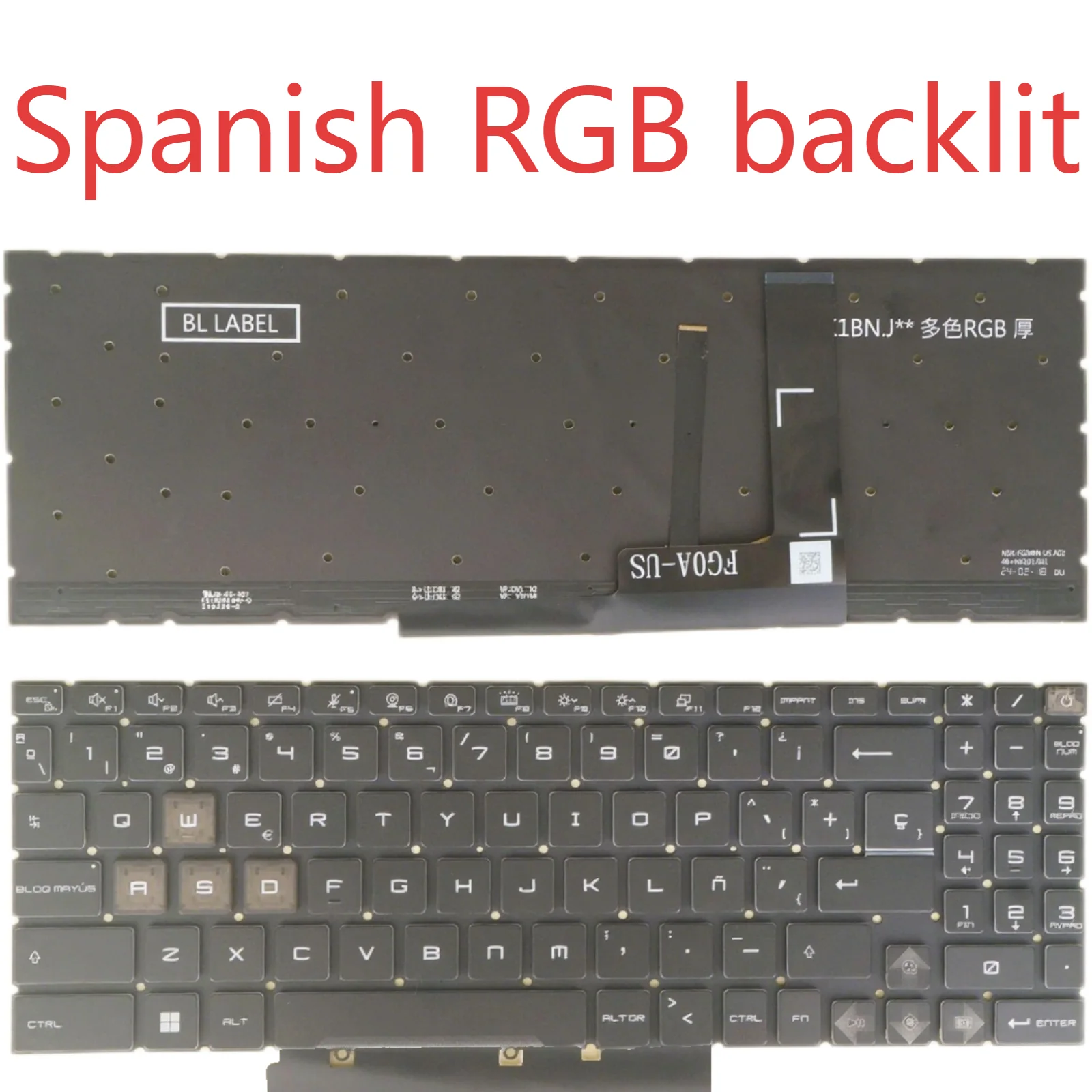

17 B13VFK Испанская RGB-клавиатура для MSI Pulse 17 B13V/17 B13VFK/17 B13VGK Bravo 15 A15 C7VEK/VFKP/VFK C7VEK C7VFK SP 4-Zone