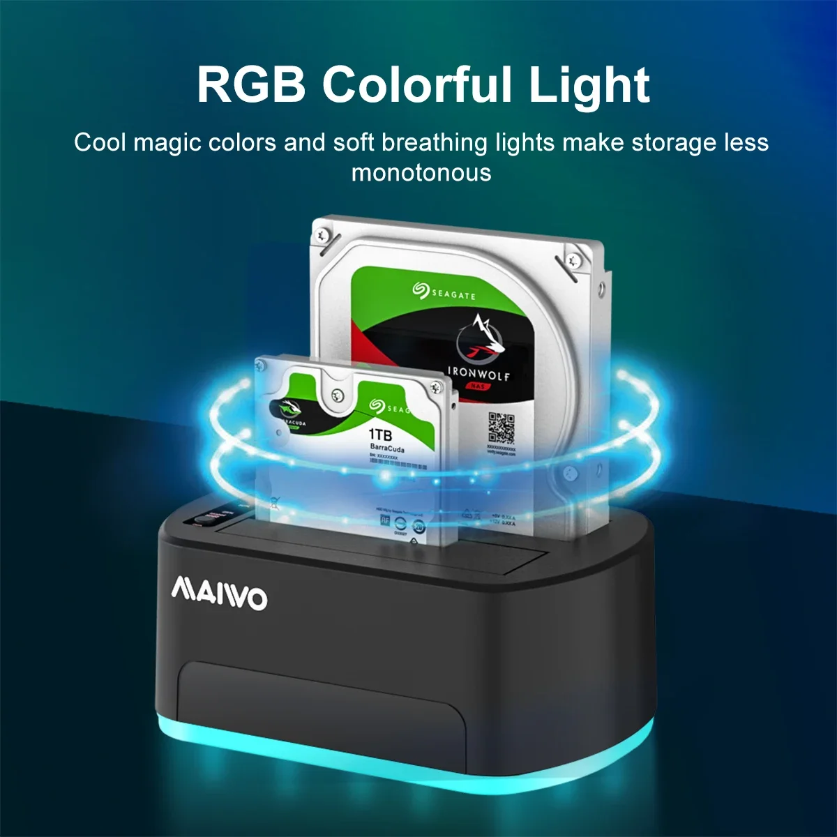 Imagem -03 - Maiwo-hard Drive Docking Station com Clone Offline Dual Bay Sata Rgb para Usb 3.0 Duplicador para 2.5 e 3.5 Ssd Case Hdd