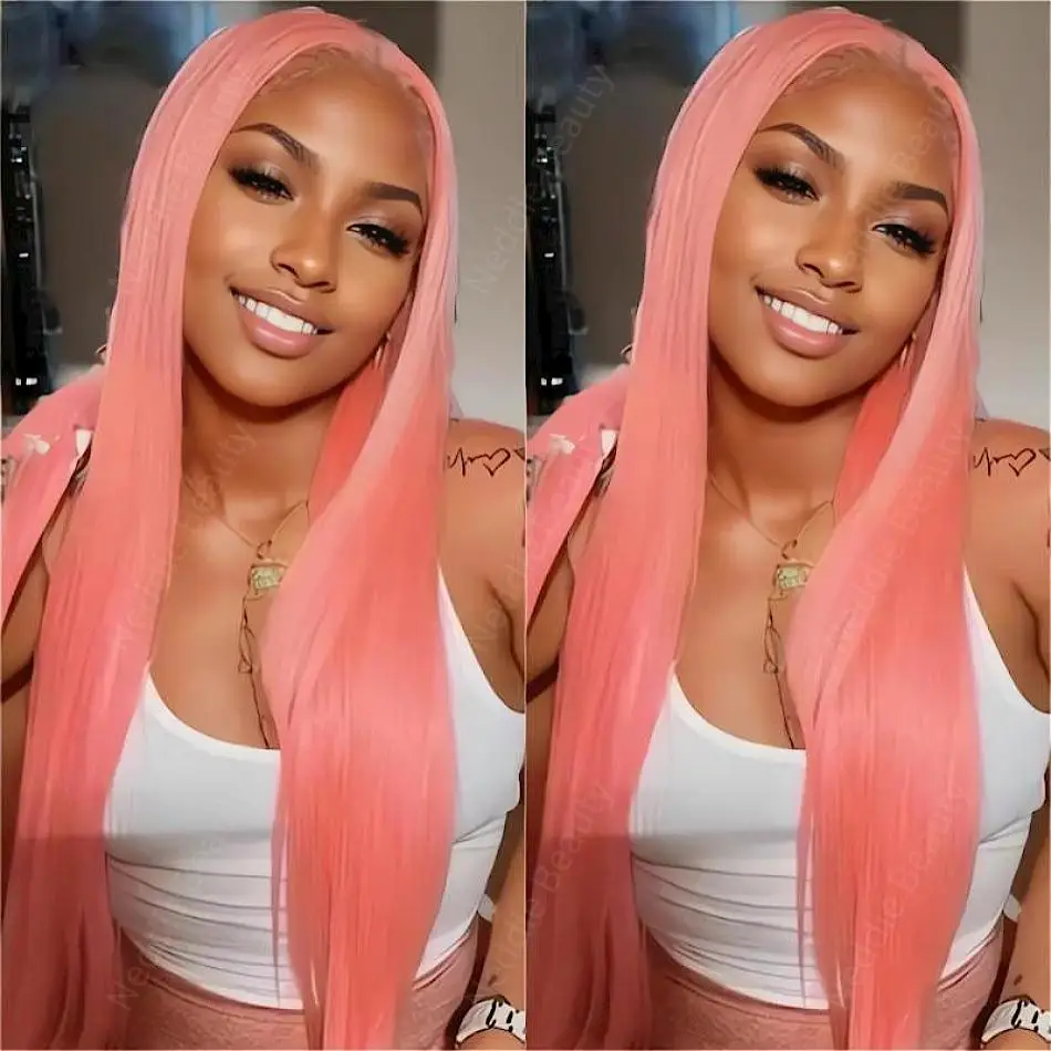 

13X6 HD Lace Frontal Wig Straight 100% Pink Colored 40 Inch Choice Human Hair PrePlucked Brazilian Cheap Wigs On Sale Clearance