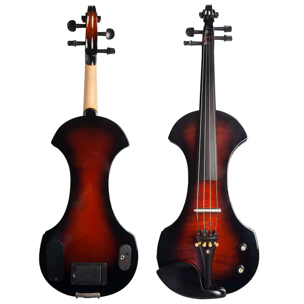 

High Quality Tiger Flamed 4/4 Size Electric Violin Kit Silent Fiddle Pickup Bow With Hard Violin Case Whole SET