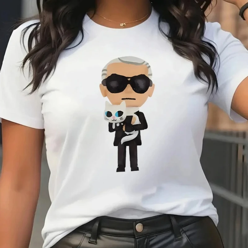 

Fashion Cartoon KARL Wo T-Shirt Leisure Short Sleeve Tees Comfortable T-shirt Summer Streetwear Women T Shirt Women Clothes Tops