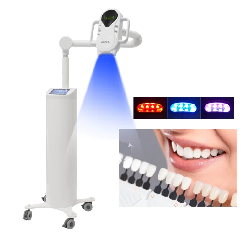 New 80w dental constant temperature whitening smart touch screen three-color cold light whitening machine with base