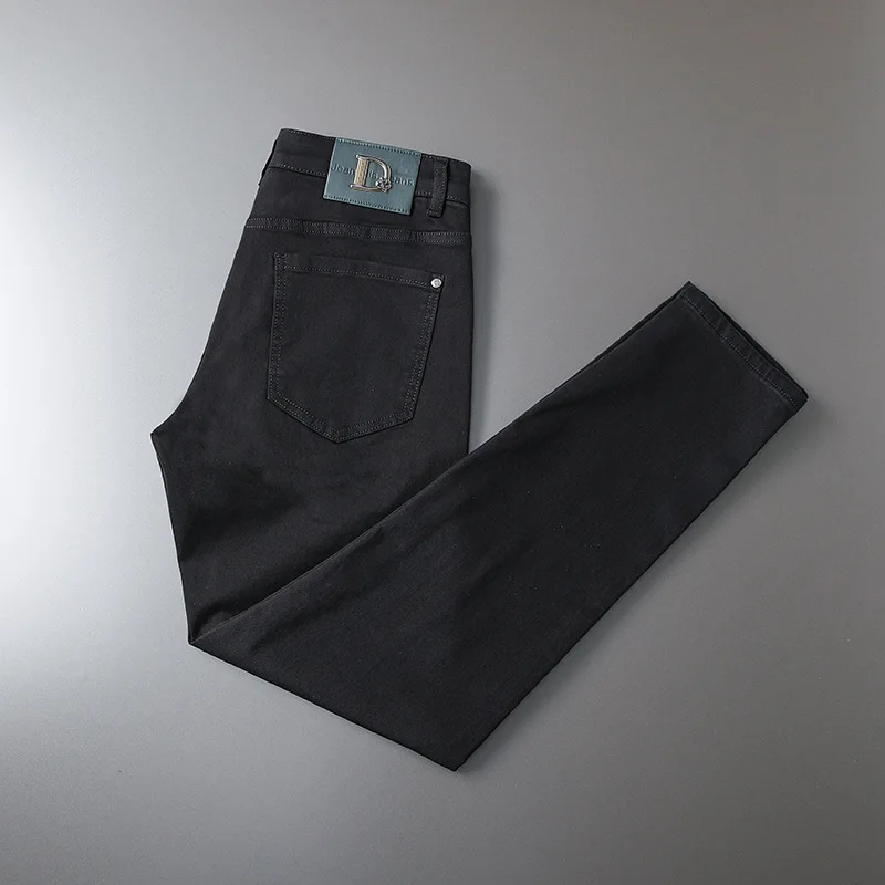 Men'S Black Jeans Ins Fashion Brand High Street Straight Tube Loose Cotton Stretch Slim-Fit High-Quality Business Casual Denim