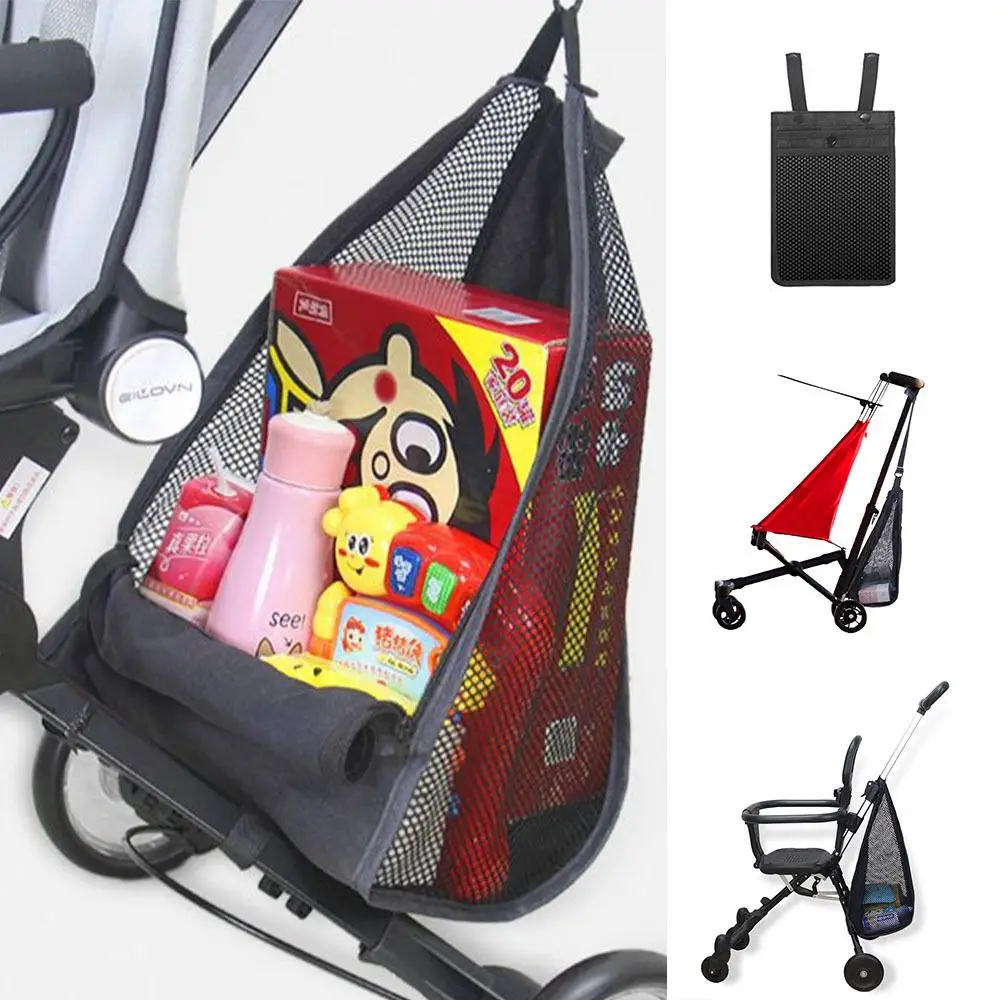 Mesh Kinderwagen Netje Zak Kinderwagen Buggy Effen Kleur Baby Kinderwagen Organizer Driehoek Tas Grote Capaciteit Opknoping Wagentas