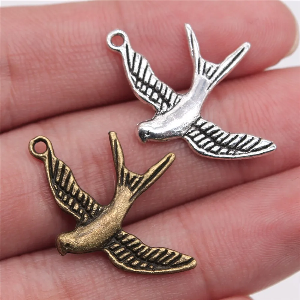 WYSIWYG 10pcs 29x21mm Swallow Bird Pendants Swallow Bird Charms Swallow Pendants Charm For Jewelry Making