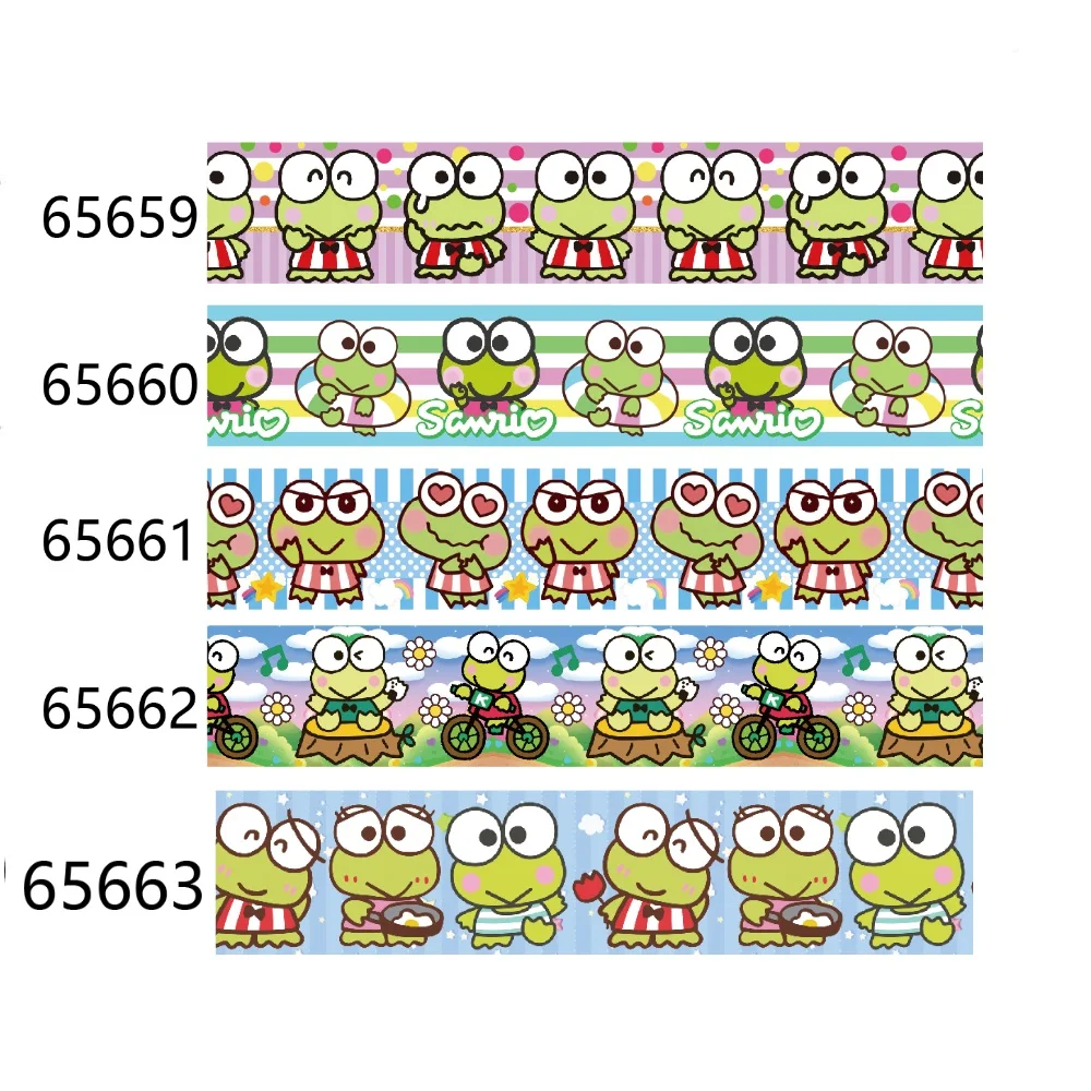 (50yards) Sanrio KEROKERO KEROPPI Grosgrain Ribbon for Hairbows Sewing Accessories Craft Materials Gifts