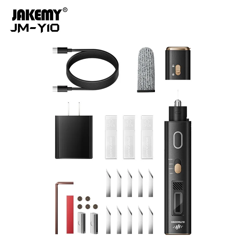 JAKEMY JM-Y10 Ultrasoon snijmes met OLED-scherm LED-verlichting Multifunctionele lijmverwijderingslijn Snijden Polijstpen