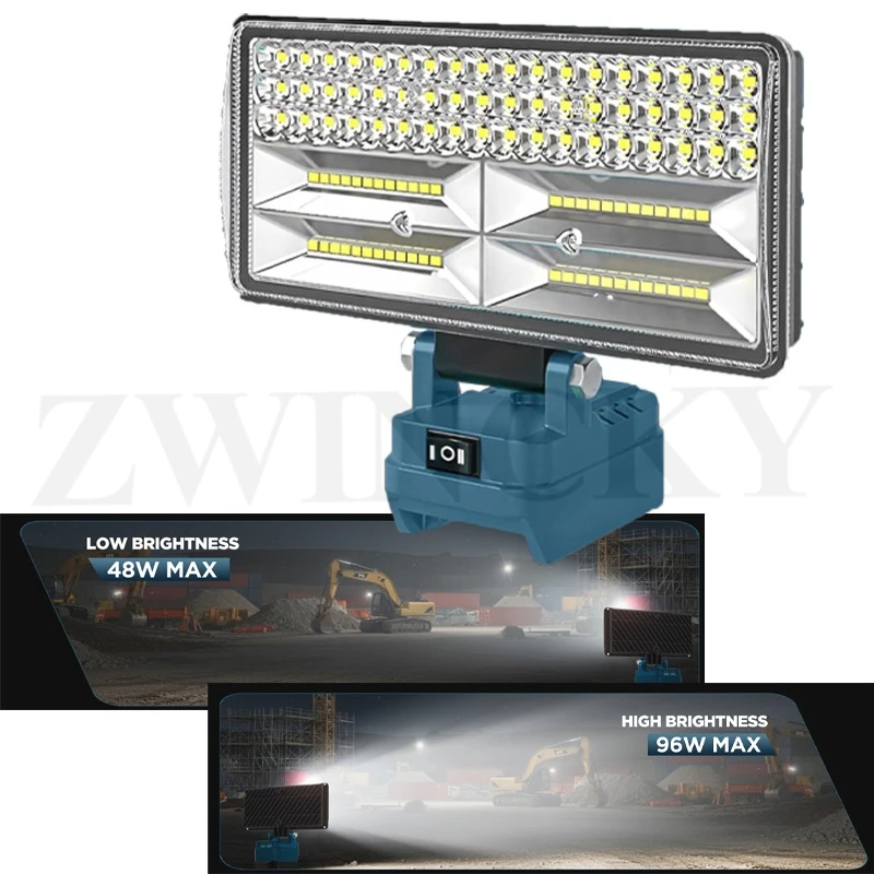 

LED Work Light For Makita 18V Battery 12000LM Cordless Light with 2 USB Charging Port Portable Flood Light Flashlight(No Battery