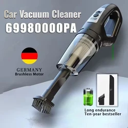 69980000Pa Car Vacuum Cleaner 120W High Power Strong Suction, USB Charging Handheld Cordless Vacuum for Car Home Interior Clean