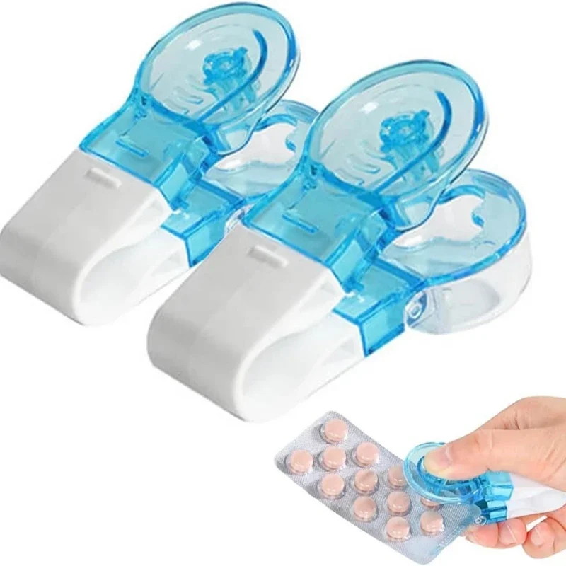 Pastillero portátil anticontaminación, abridor de paquetes de medicamentos, sin contacto, pastillas fáciles de sacar del paquete para vitaminas, pastillero Popper