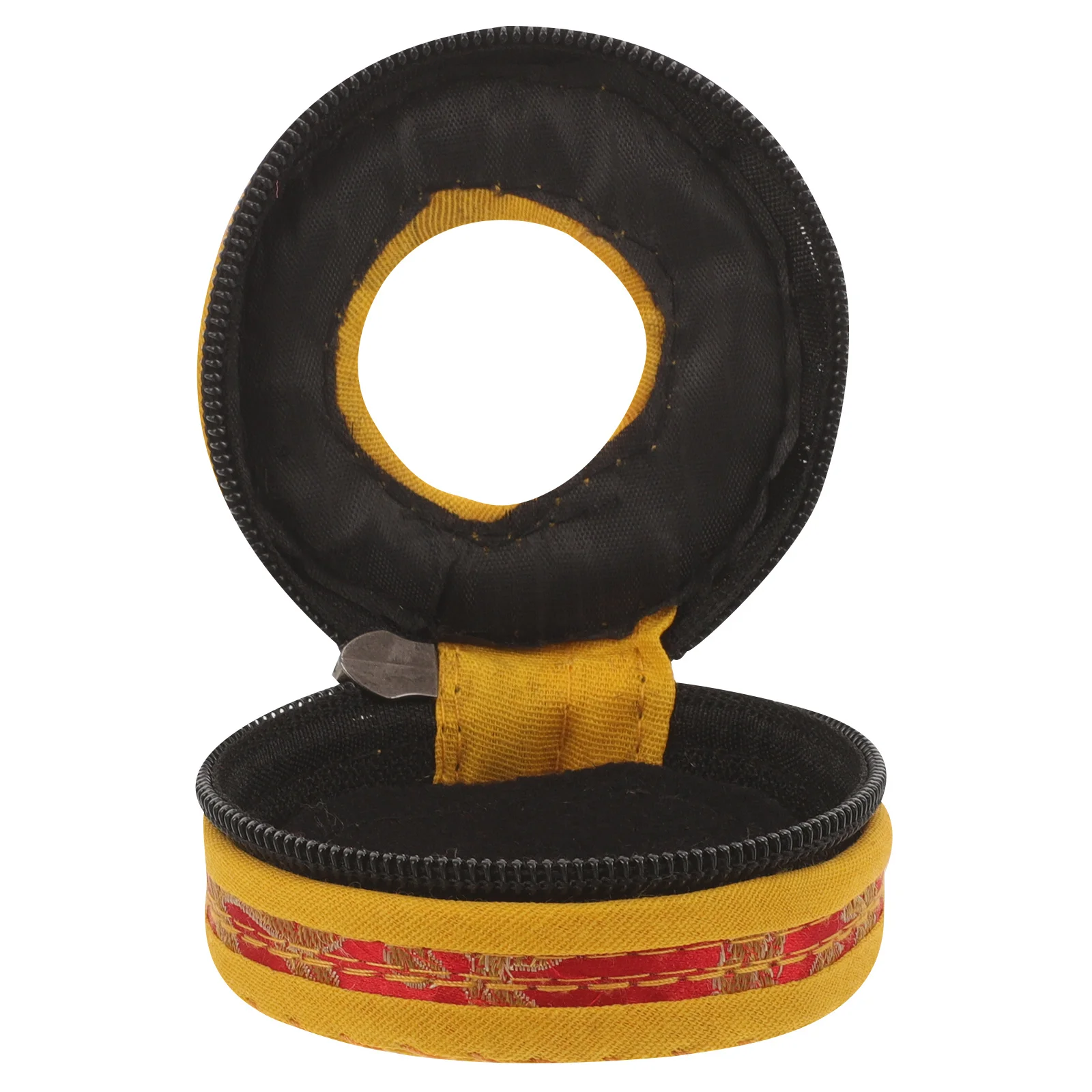 

Finger Cymbals Bag Handmade Embroidery Durable Cloth Fit Tingsha Bell Zipper Pouch Protector Holder Case Instrument