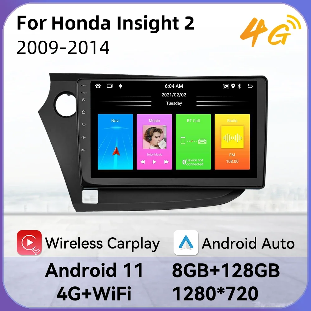 

Автомобильный мультимедийный плеер для Honda Insight 2 2009-2014, экран 2 Din, Android-радио, стерео, GPS-навигация, авторадио, головное устройство Carplay