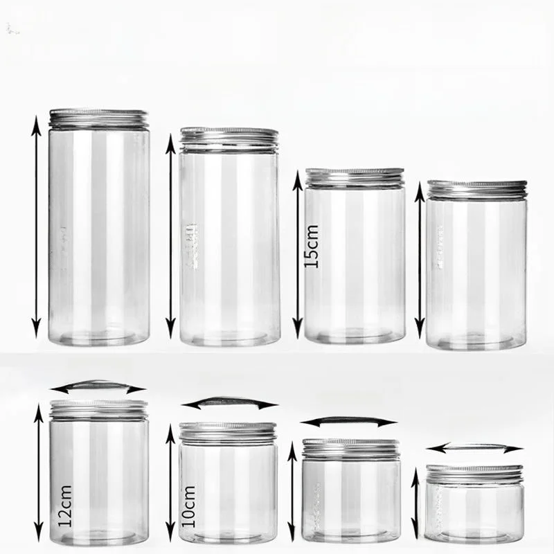 

Thickened Aluminum-Capped Plastic Storage Jar 2 Jin Honey Bottle Kitchen Storage Container Transparent round Food Canister
