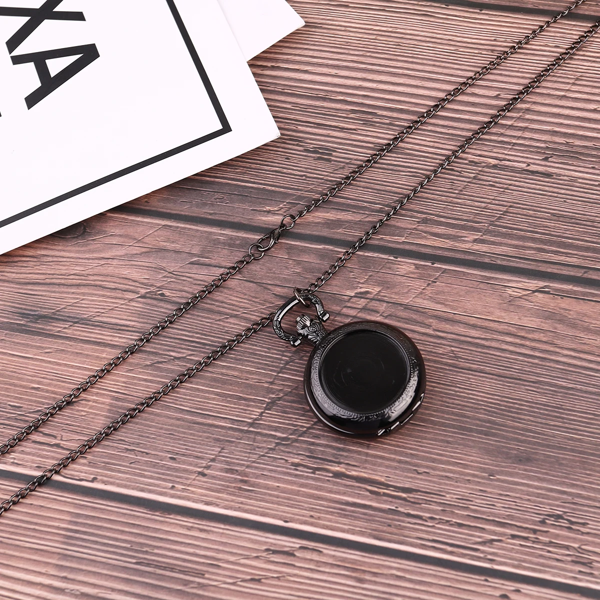 Vintage Style Pocket Watch Black Retro Pendant Functional Timekeeper for Men Women Neck Jewelry Ideal Present for Family