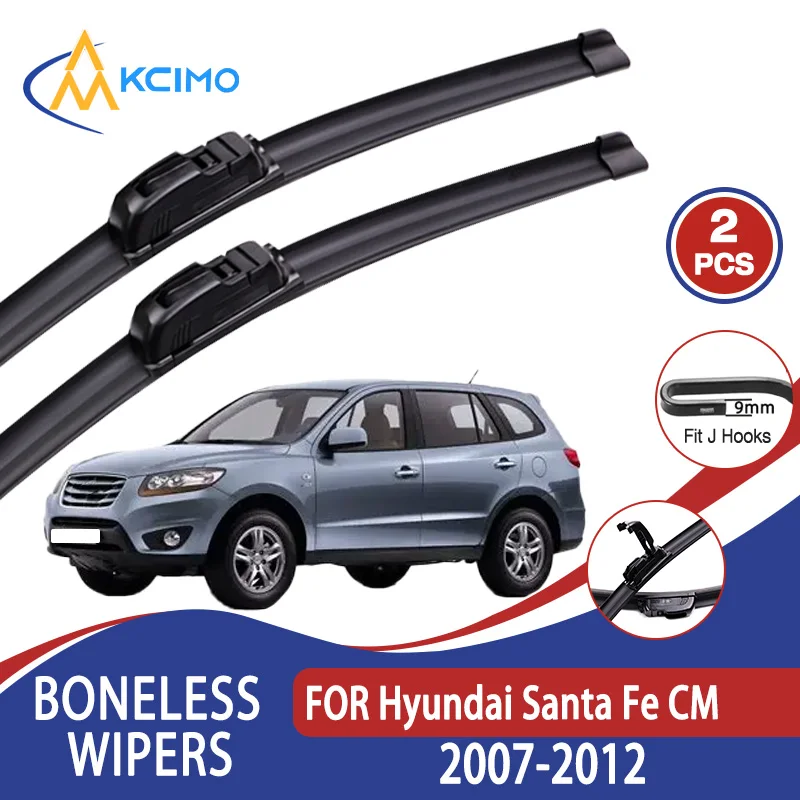 

For Hyundai Santa Fe CM 2007-2012 Car Wiper U-type Soft Rubber Boneless Wiper HD Quiet Durable Automotive Wiper 24"+18"