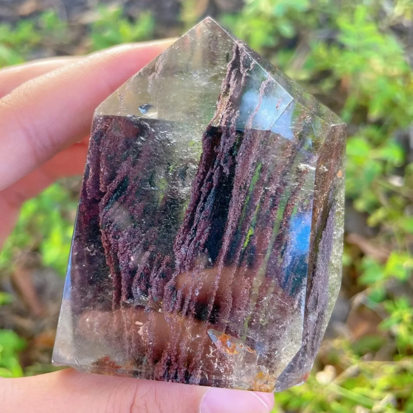 Natural Mini Garden Quartz Tower, Healing Scenic Quartz Point, Crystals Lodalite Ghost Quartz Wand