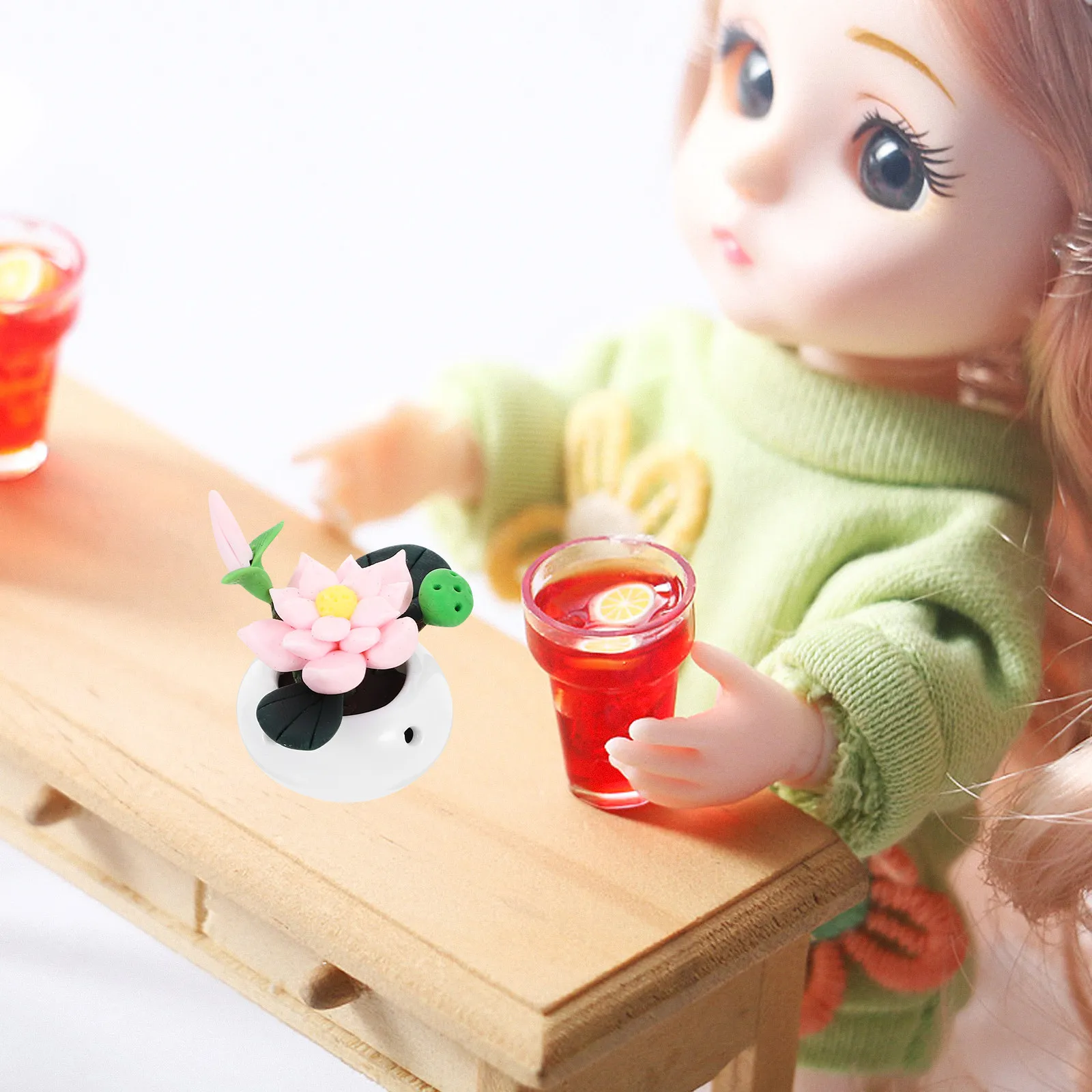 

Миниатюрный искусственный лотос-бонсай в горшке, легкий, для декора дома, имитация бонсай для микроландшафта