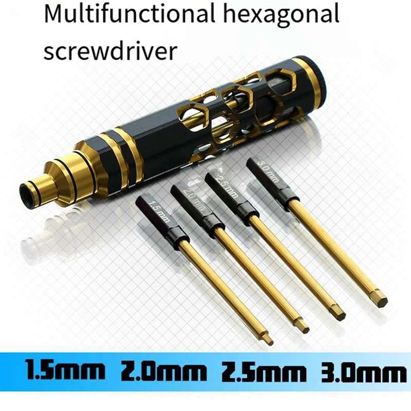 4 In 1 Hexagonal Screwdriver Set For FPV Racing Drones, Helicopters, Airplanes, Cars And Boat Models