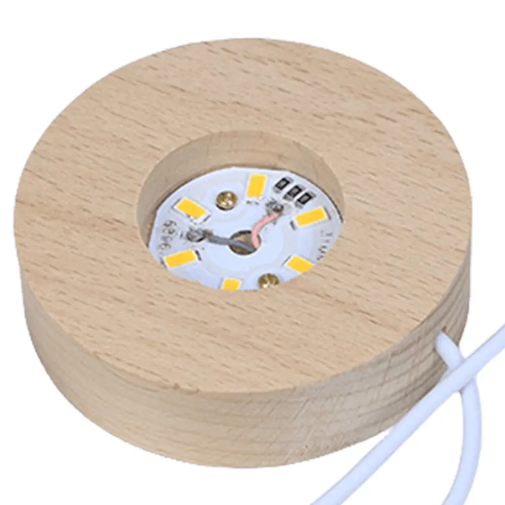 Base per luce in cristallo Supporto per lampada in resina Espositore Base per display illuminata in legno per arte in resina di cristallo