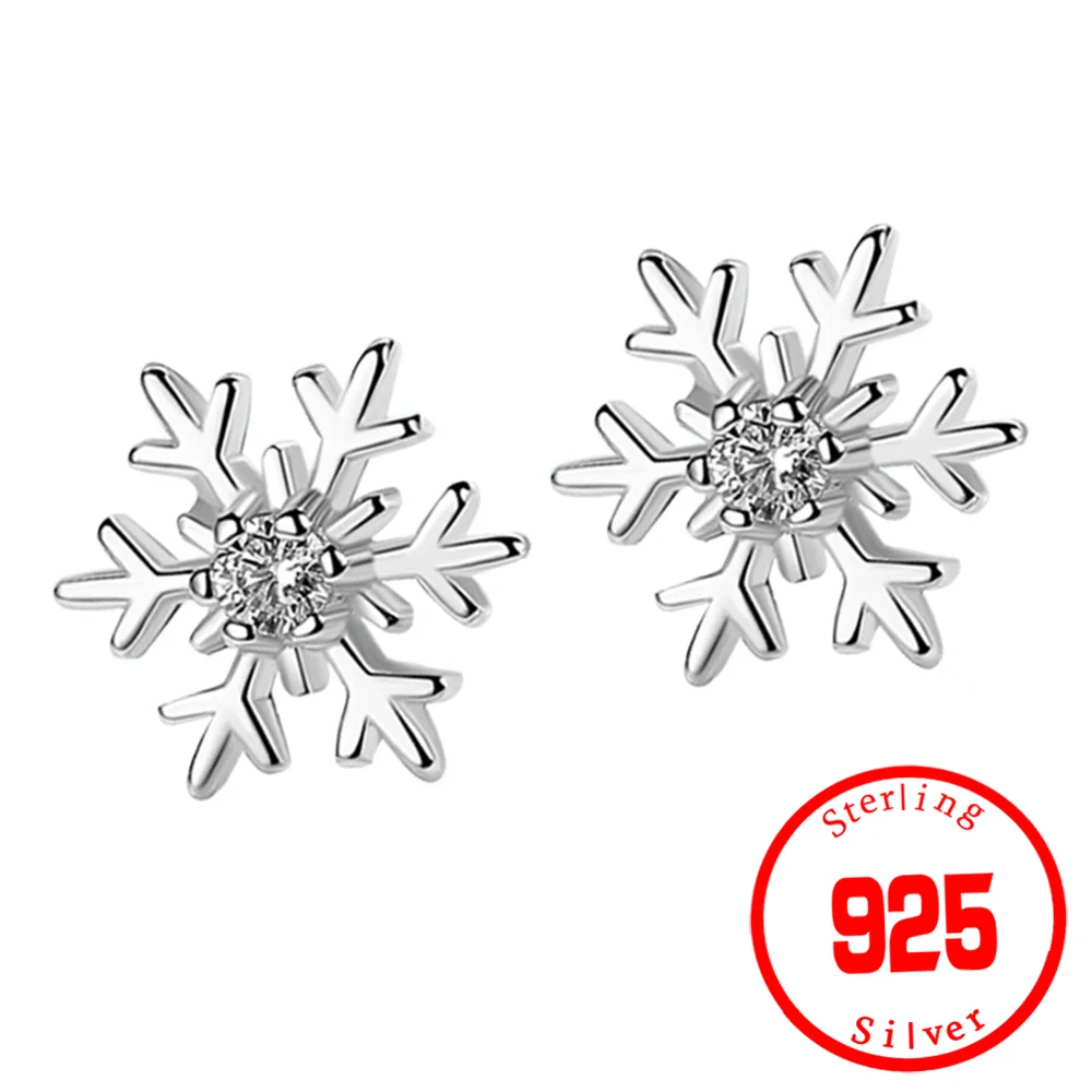 Pendientes de copo de nieve de Navidad para mujer, joyería de copo de nieve de cristal hueco, regalo de moda, pendientes de copo de nieve, perno prisionero elegante de Cristo