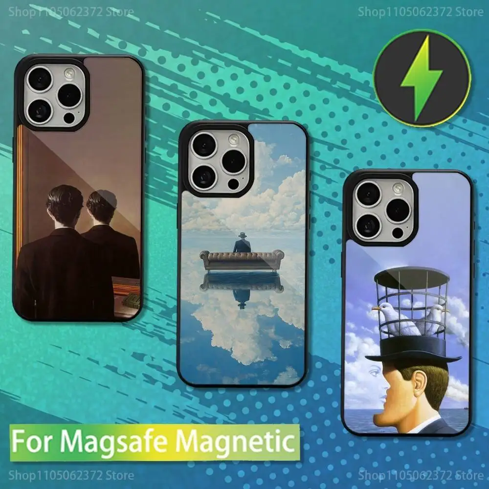 

Draw R-Rene M-Magritte Art Phone Case For iPhone 16,15,14,13,12,11,Pro,Max,Plus,Mini,Magsafe,Magnetic Wireless Charging Case