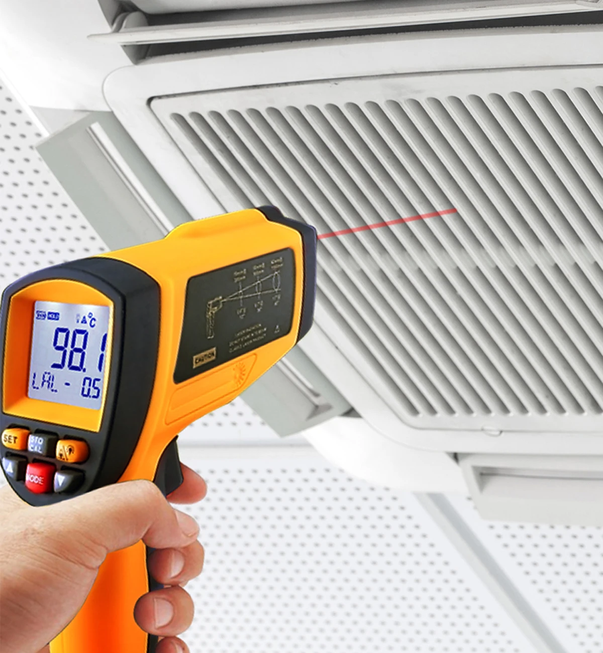 50:1 Non-contact Professional Digital Infrared Thermometer 80 Data Points Memory Laser Aiming Industrial Automotive Laboratory