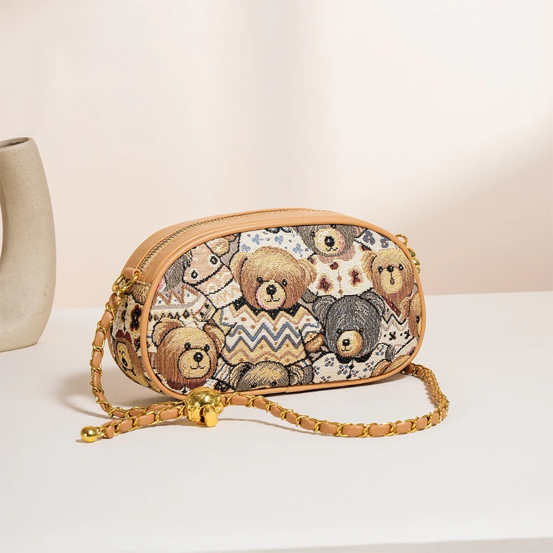 

High-Quality Bear Chain Bag Niche Chain Phone Storage Shopping Women's Crossbody Bag
