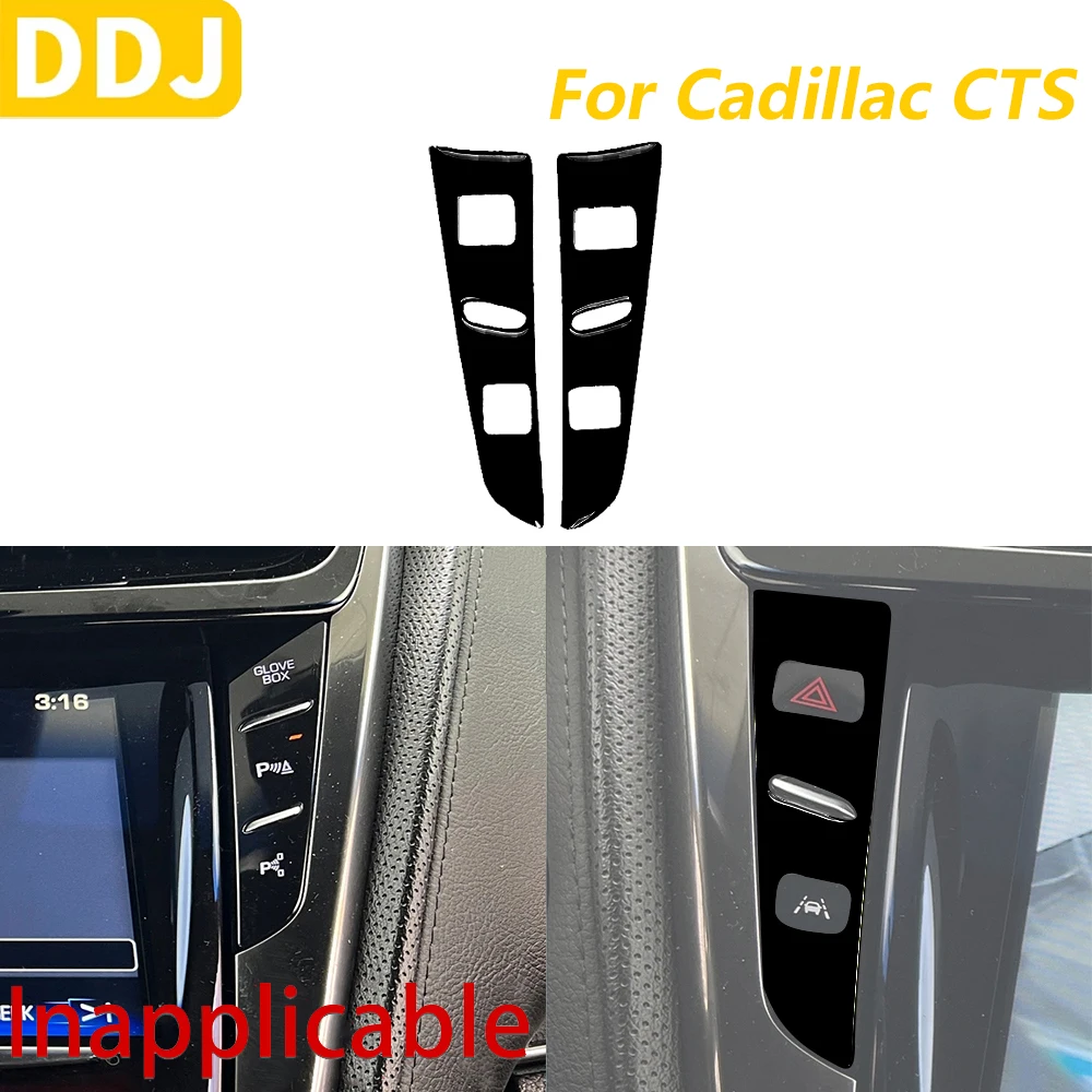 

Для Cadillac CTS 2014-2019 Piano Black Предупреждающая лампа с двойной мигающей кнопкой, накладка на панель, автомобильные аксессуары, внутренняя наклейка