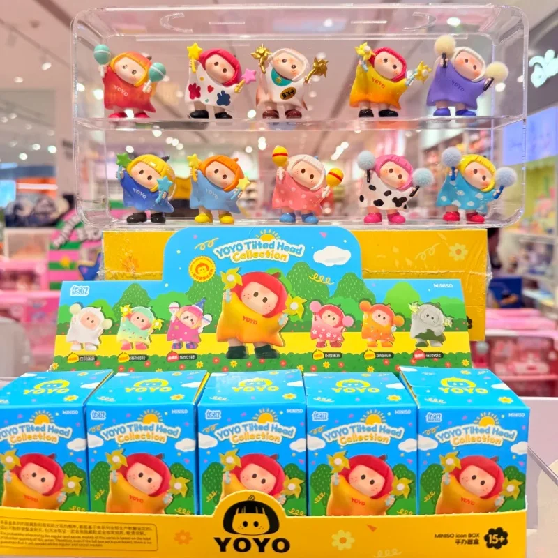 

Genuine MINISO YOYO Tilted Head Collection Mini Blind Box Cute Action Mystery Box Anime Surprise Bag Cartoon Collection Toy Gift