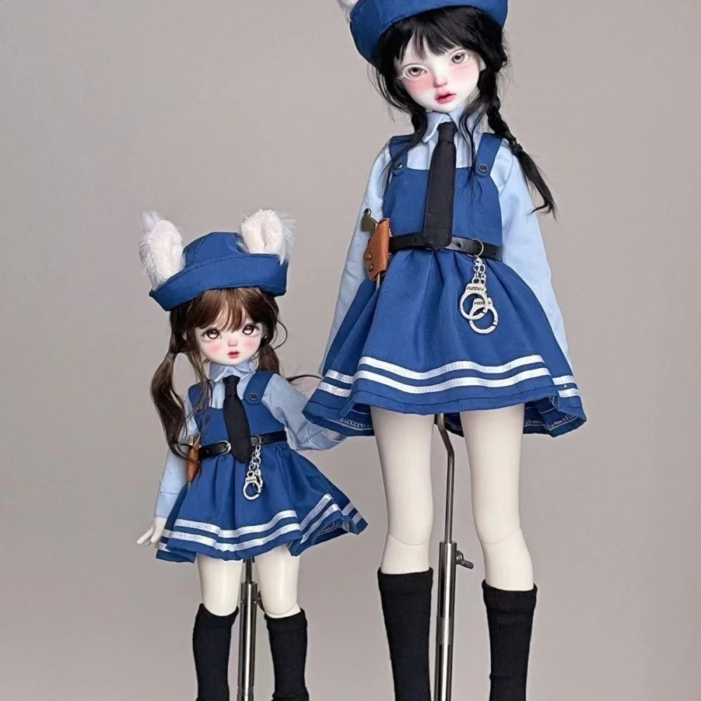 

Одежда для куклы bjd, подходящая для 1/4 1/6, синий комплект полицейского платья с длинными рукавами и кроликом, аксессуары для кукол