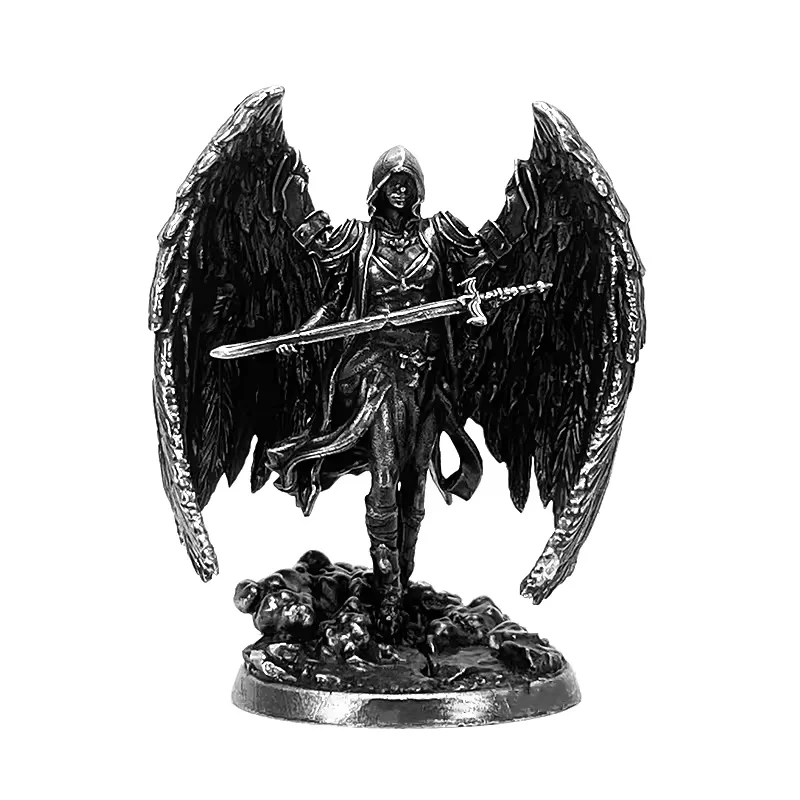 Metal Miniature Demon Warrior Figurine Handcrafted Cupronickel Collectible Model for Tabletop Game Desktop Ornament Home Decor