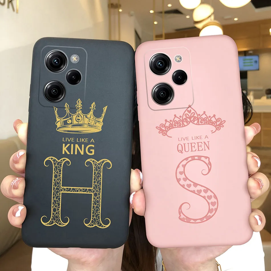 Phone Case For Xiaomi Poco X5 X5Pro 5G Gold Crown 26Letter Soft Silicone Anti Drop Matte Back Cover For PocoX5 Pro X5 Pro Capa