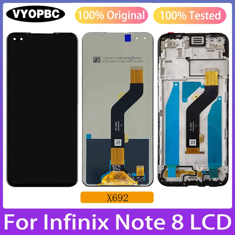 Original LCD Display With Frame For Infinix Note 8 Panel Digitizer Assembly Repair Replacement Parts X692 Touch Screen