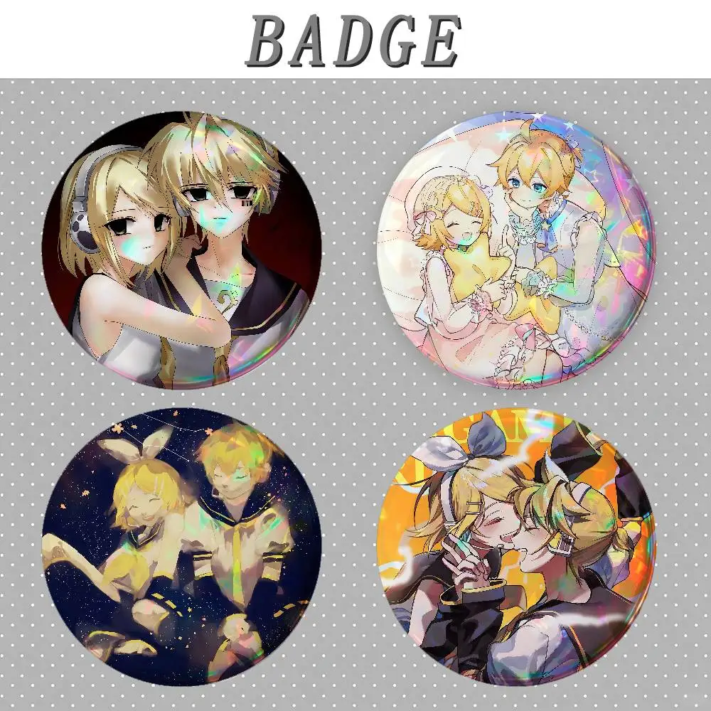 Cute Vocaloid Singer Rin And Len Badges Round Brooch Cute Cartoon Idol Cosplay Badges DIY Backpack Clothing Jewelry Pins