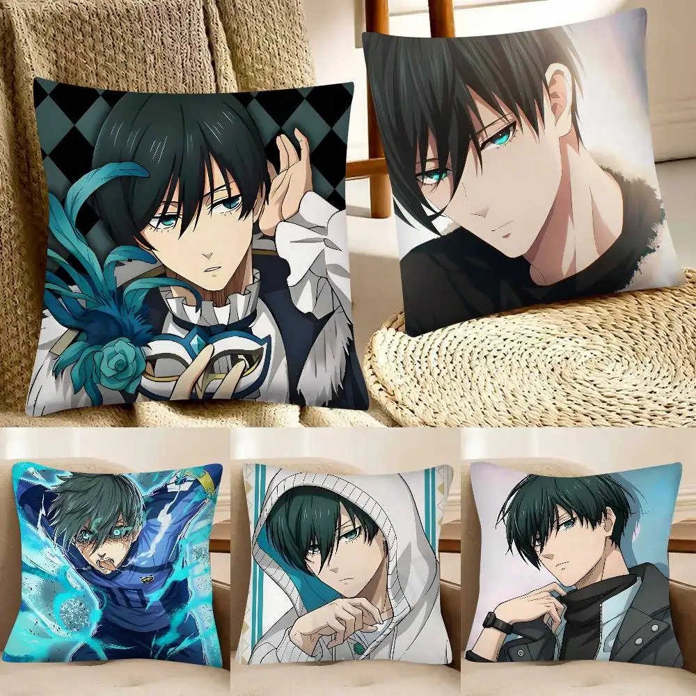 Rin Itoshi Blue Lock Anime Kissenbezug Fashion Square Kissenbezug Schlafzimmer Sofa Zimmer Ins Dekoration Freizeit