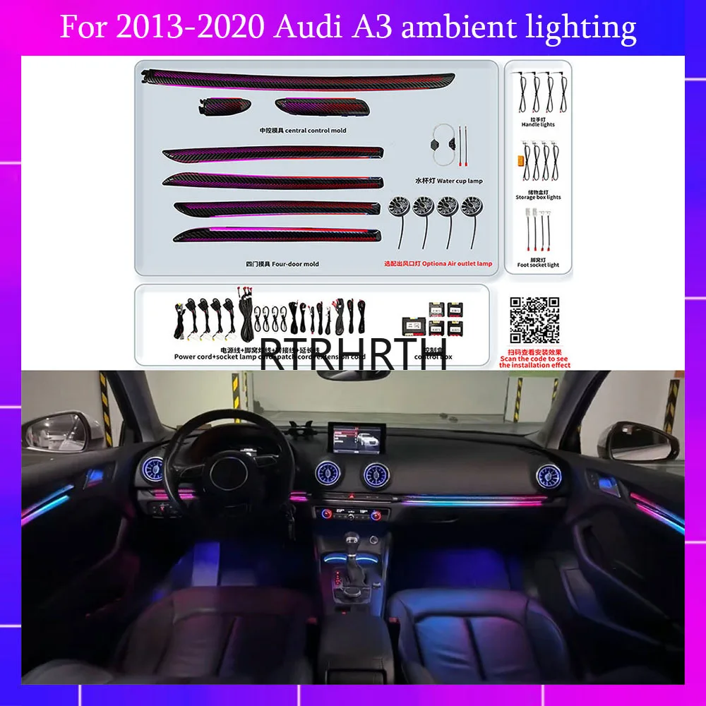 

30-Color Ambient LED Light Kit for Audi A3/S3/RS3 8V 8Y (2013-2020) – Air Vent & Dashboard Decorative Atmosphere Lighting Strip