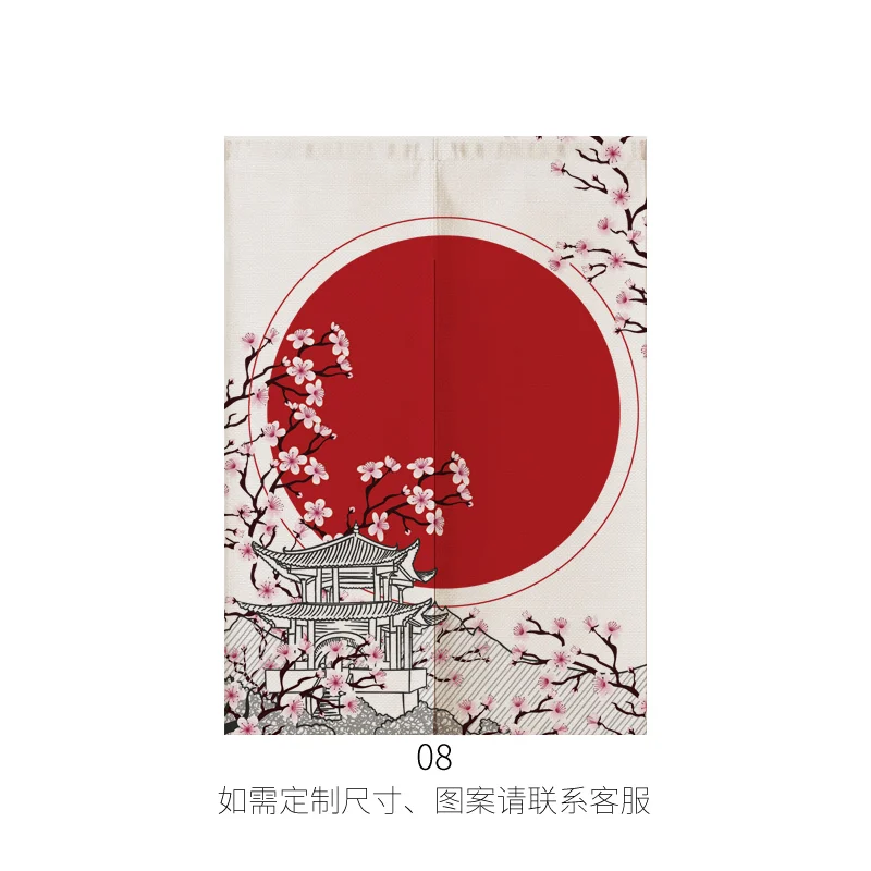 Japanese Ukiyo-e Linen Door Curtain Partition Noren Bedroom Kitchen Curtains Home Entrance Decoration Customizable Curtain