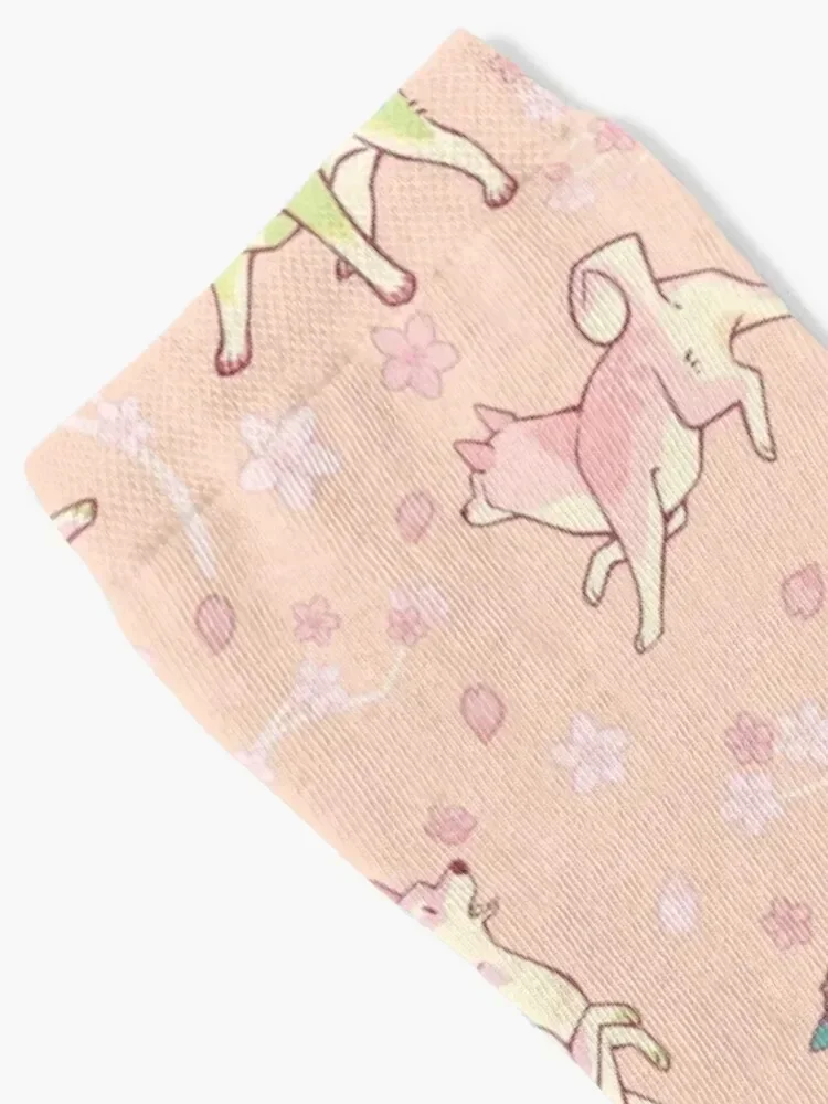 Shibakura & Matchinu in Peachy Socks جوارب رياضية كلاسيكية للتنزه سيرًا على الأقدام للأطفال والرجال جوارب نسائية