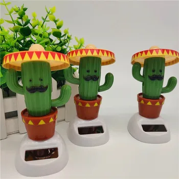 1pcs Creative Cute Solar Cactus Swing Dancing Toys Cartoon Flip Flap Toy Shaking Moving Home Car Desk Decor Ornament Gift