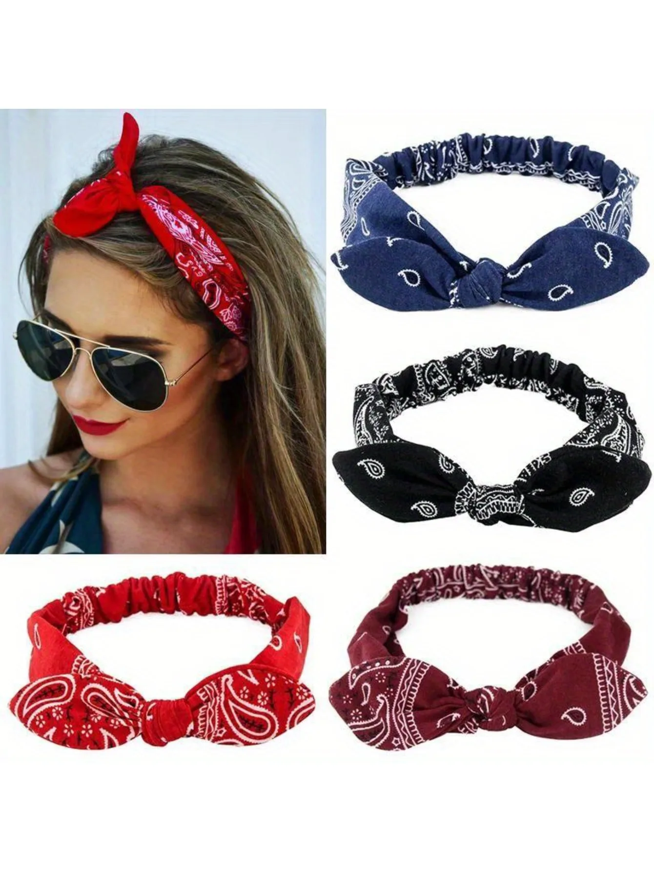 

1 piece, cashew print knotted headband, vintage bohemian cross knot, hair jewelry